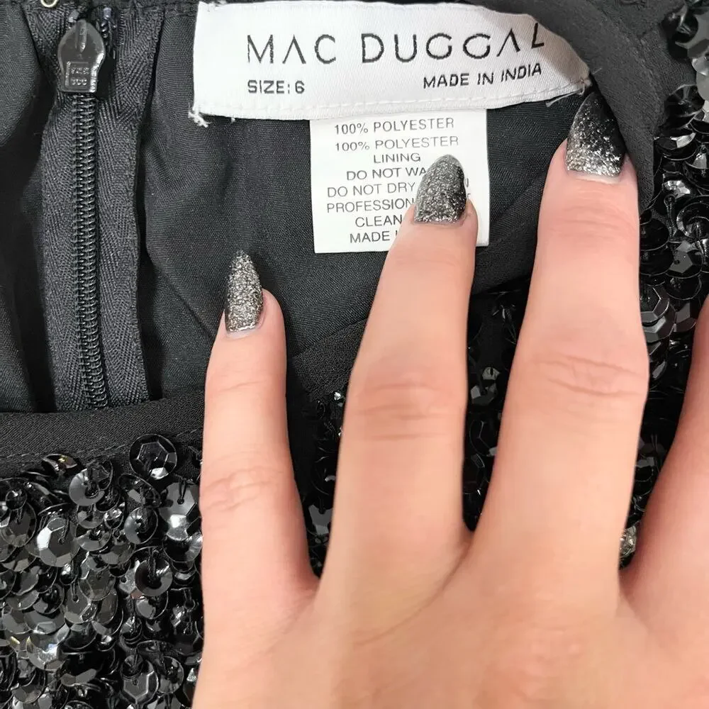 MAC DUGGAL 10509 Sleeveless High Neck Beaded Midi Sheath Dress Black 6 NEW_8